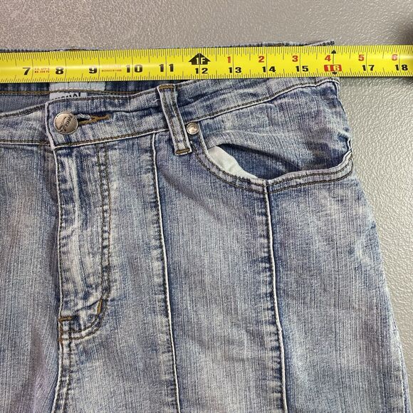 Vintage VISUAL By FEN X CHEN Jeans Y2K Wide Leg Capri Stone Wash Womens 16 Blue - Picture 5 of 9